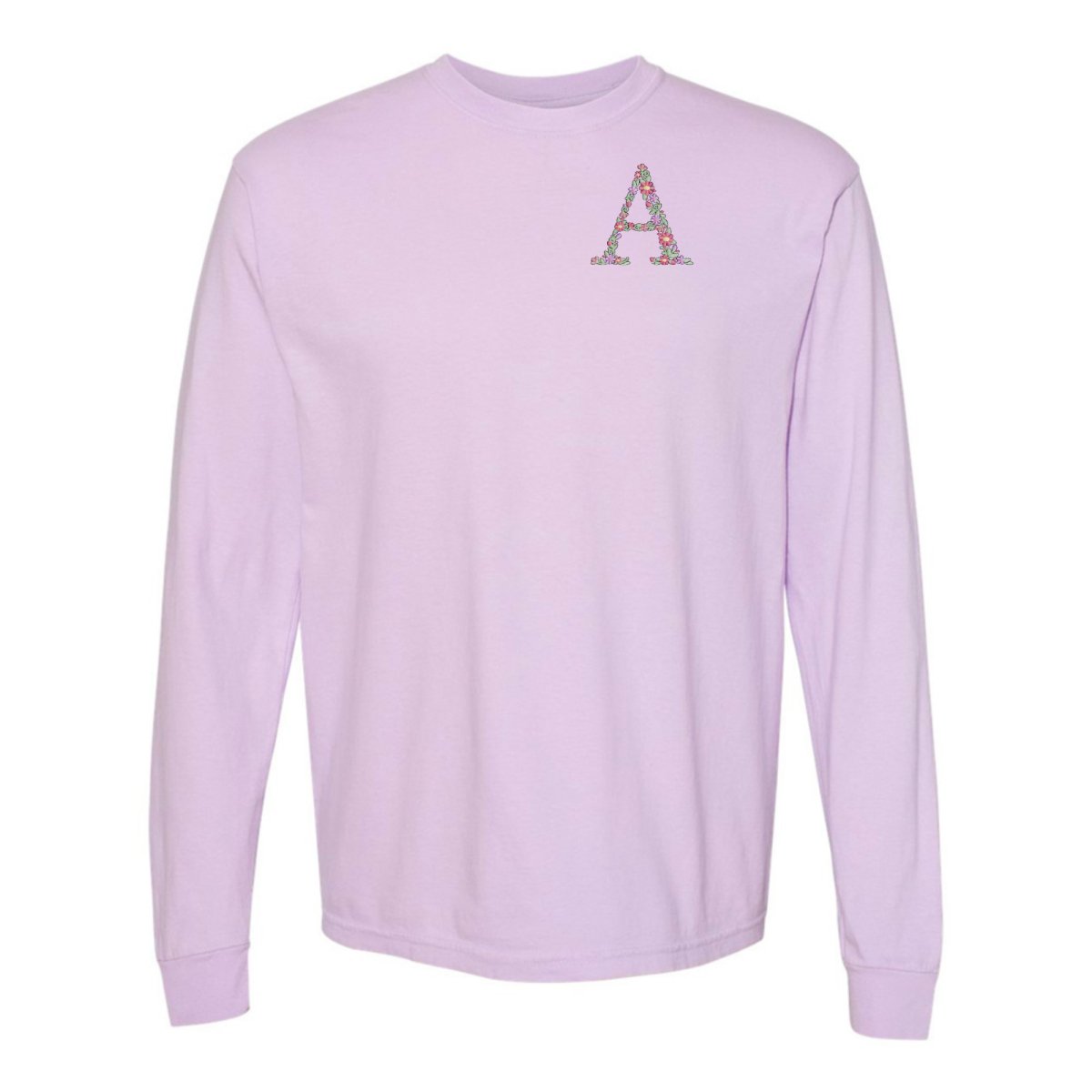 Initial 'Floral Letter' Long Sleeve T-Shirt - United Monograms