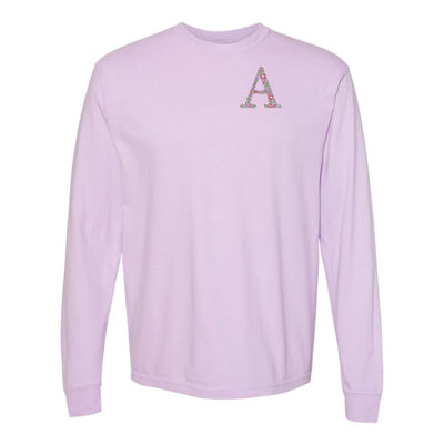 Initial 'Floral Letter' Long Sleeve T-Shirt - United Monograms