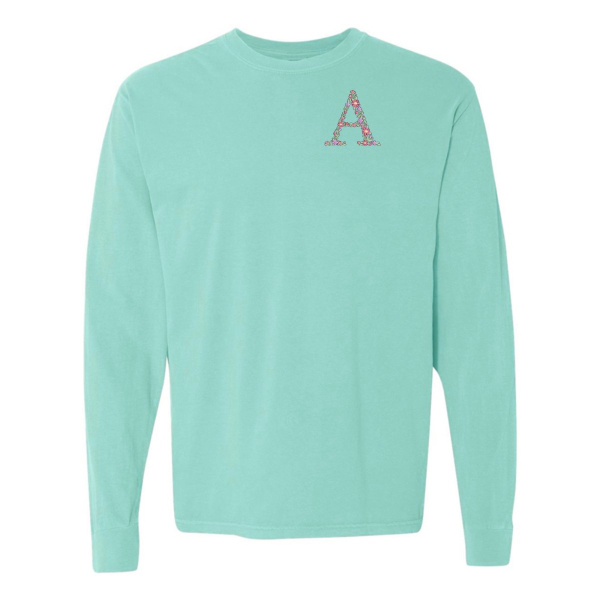 Initial 'Floral Letter' Long Sleeve T-Shirt - United Monograms