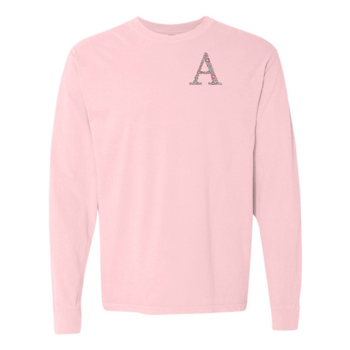 Initial 'Floral Letter' Long Sleeve T-Shirt - United Monograms