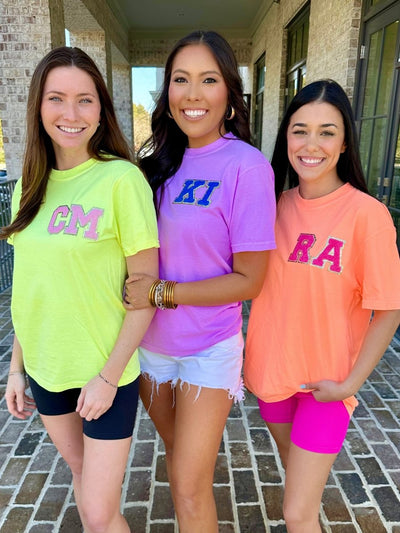 Initial Letter Patch Neon T-Shirt - United Monograms