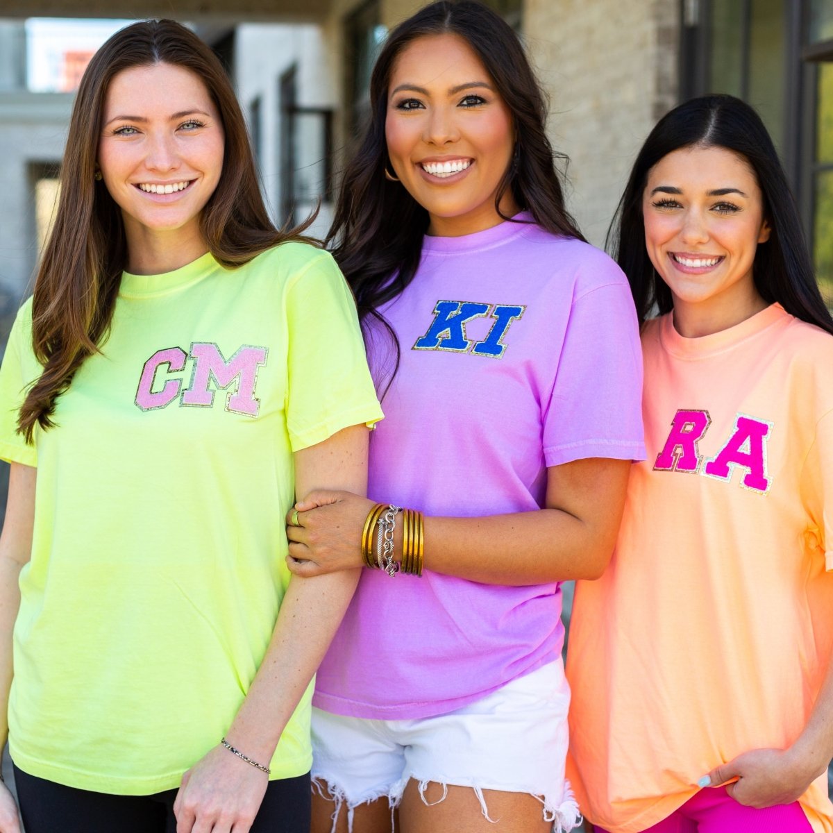 Initial Letter Patch Neon T-Shirt - United Monograms