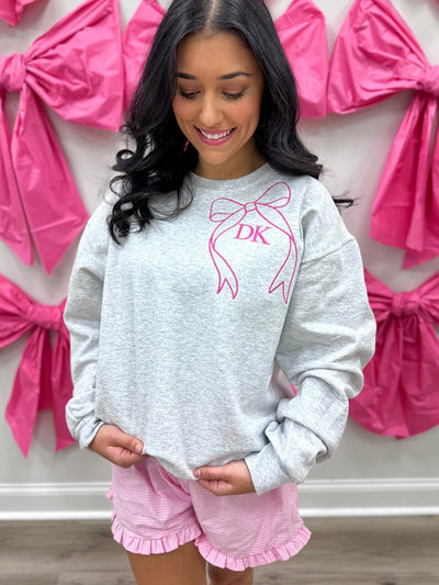 Initialed 'Big Bow' Crewneck Sweatshirt - United Monograms