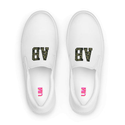 Initialed Camo Women’s Slip-On Canvas Shoes - United Monograms