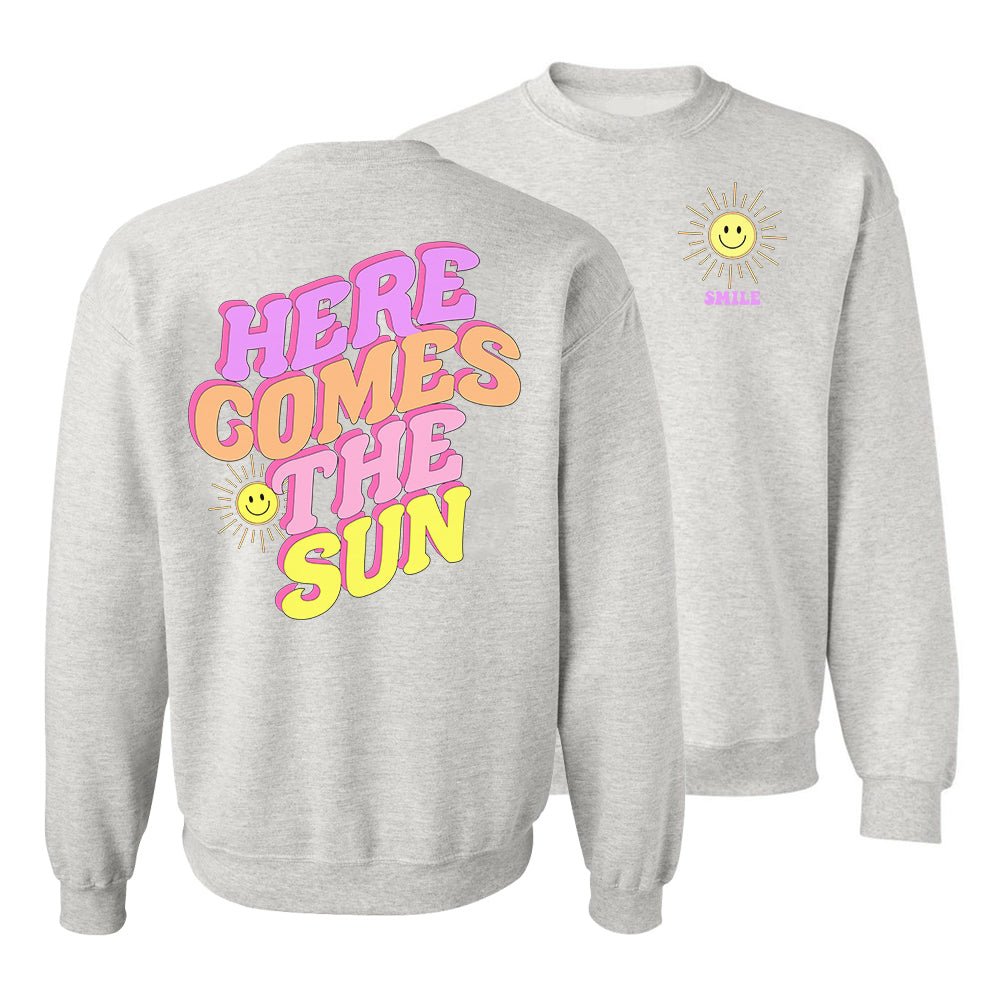 Initialed 'Here Comes The 'Sun' Front & Back Crewneck Sweatshirt - United Monograms