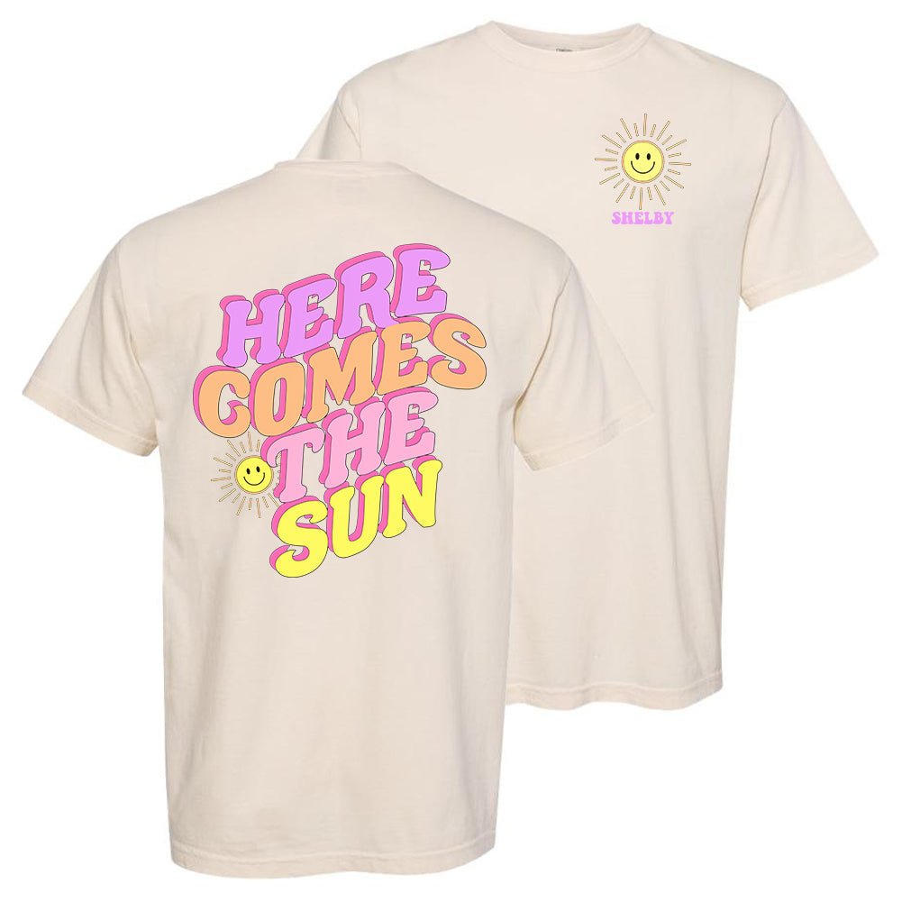 Initialed 'Here Comes The Sun' Front & Back T-Shirt - United Monograms