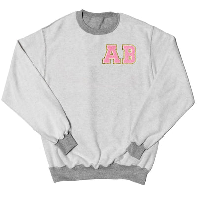 Initialed 'Inside Out' Letter Patch Crewneck Sweatshirt - United Monograms