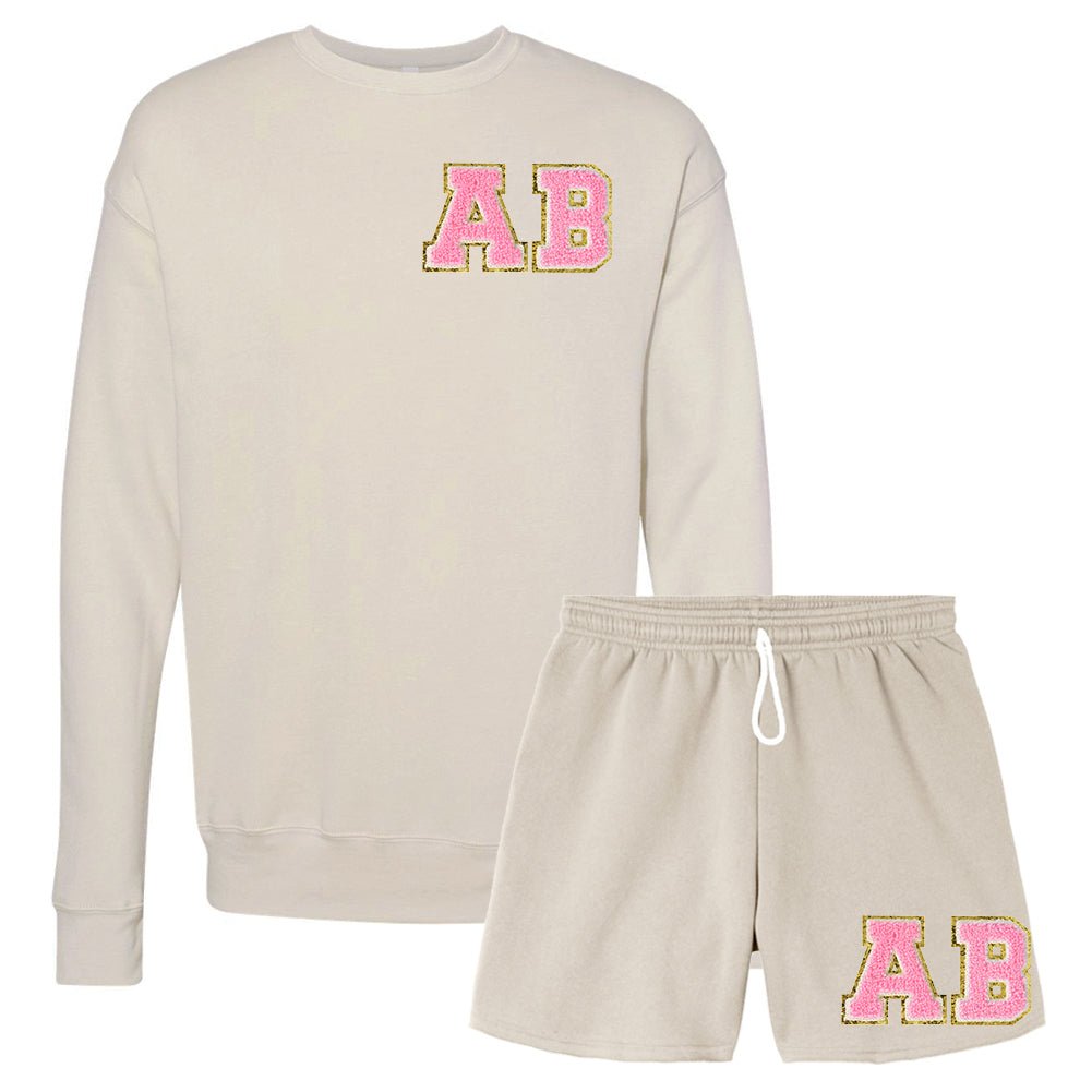 Initialed Letter Patch Bella + Canvas Shorts Set - United Monograms