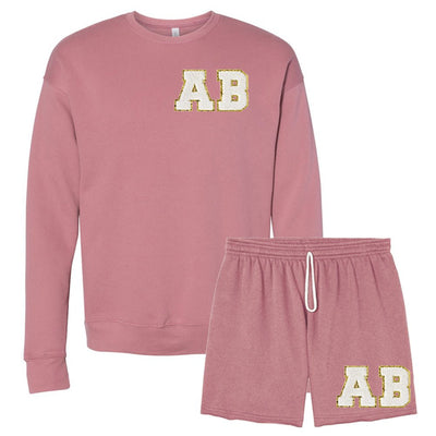 Initialed Letter Patch Bella + Canvas Shorts Set - United Monograms