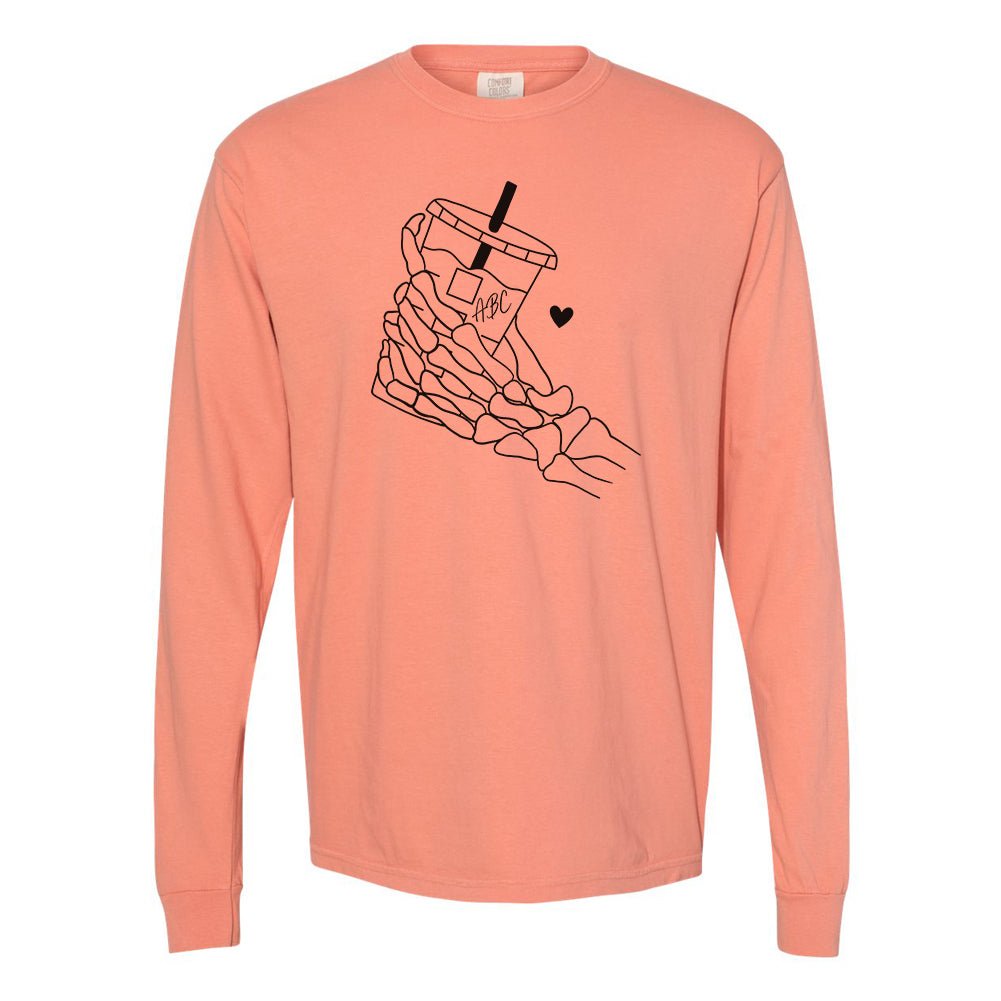 Initialed 'Skeleton Iced Coffee' Comfort Colors Long Sleeve T-Shirt - United Monograms