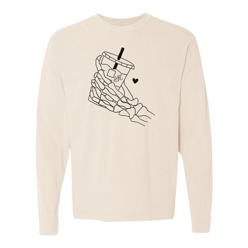Initialed 'Skeleton Iced Coffee' Comfort Colors Long Sleeve T-Shirt - United Monograms