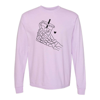 Initialed 'Skeleton Iced Coffee' Comfort Colors Long Sleeve T-Shirt - United Monograms