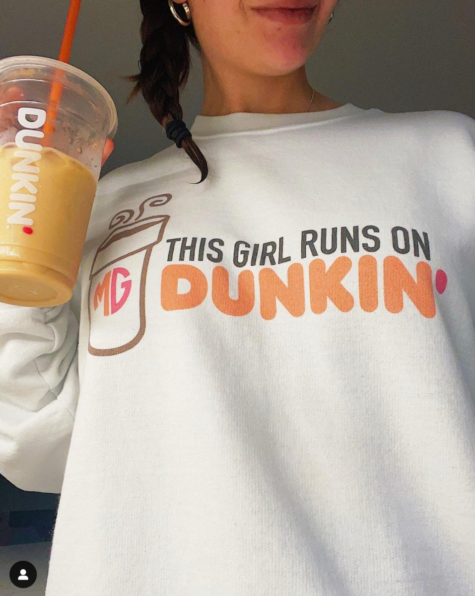 Initialed 'This Girl Runs On Dunkin' Crewneck Sweatshirt - United Monograms