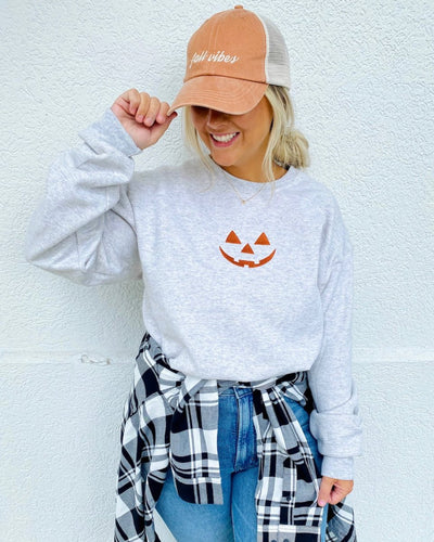 Jack - O - Lantern Face Pumpkin Crewneck Sweatshirt - United Monograms