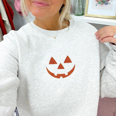 Jack - O - Lantern Face Pumpkin Crewneck Sweatshirt - United Monograms