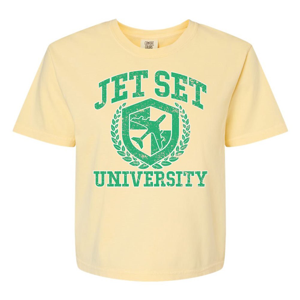 'Jet Set University' Boxy T - Shirt - United Monograms