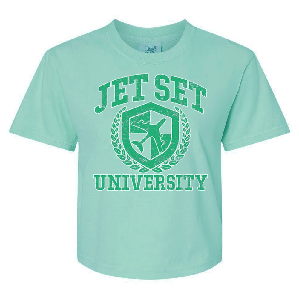 'Jet Set University' Boxy T - Shirt - United Monograms