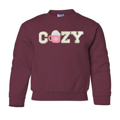 Kids 'Cozy' Letter Patch Crewneck Sweatshirt - United Monograms