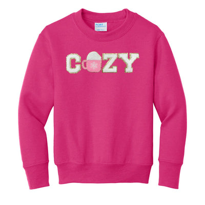 Kids 'Cozy' Letter Patch Crewneck Sweatshirt - United Monograms