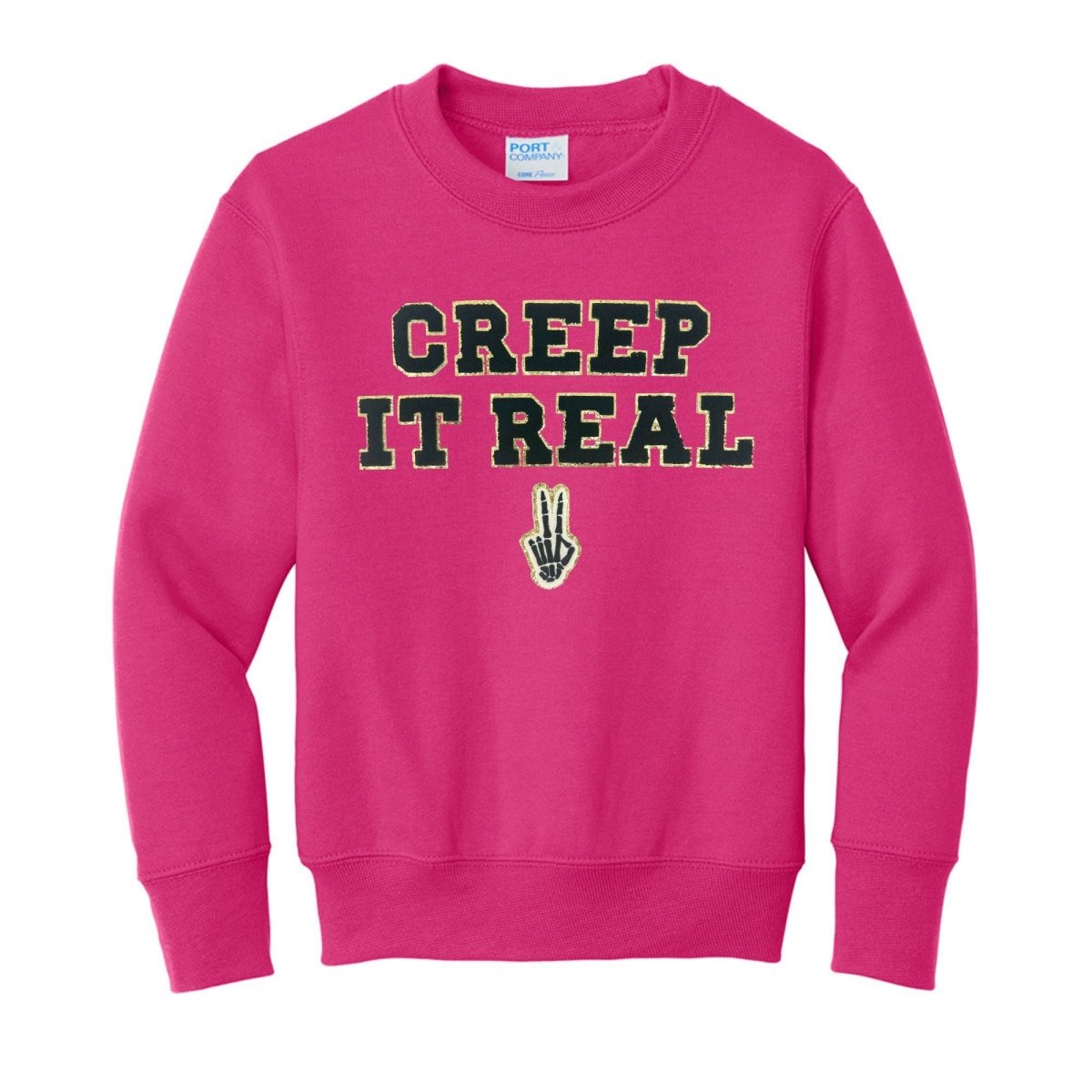 Kids 'Creep It Real' Letter Patch Crewneck Sweatshirt - United Monograms