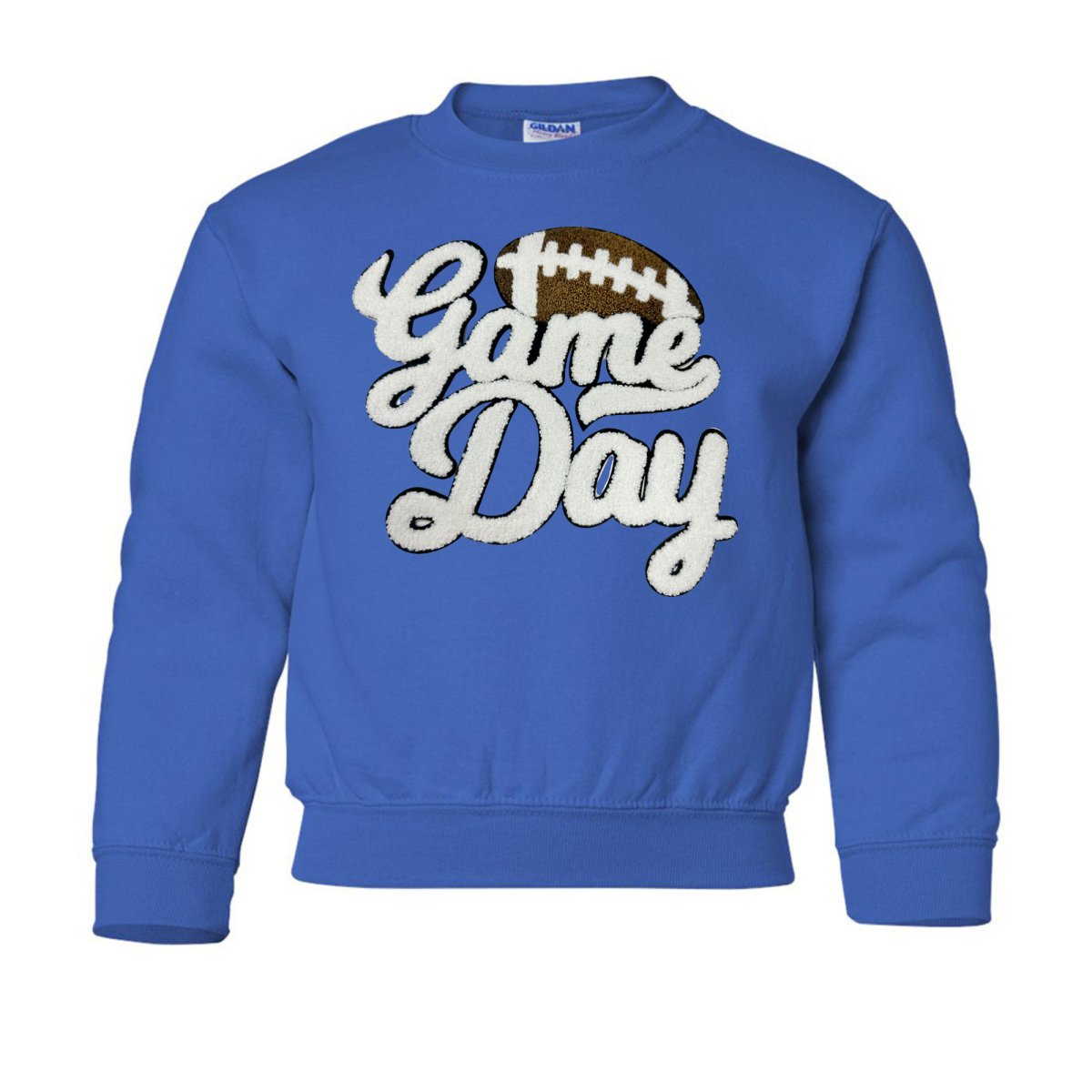 Kids Football 'Game Day' Letter Patch Crewneck Sweatshirt - United Monograms