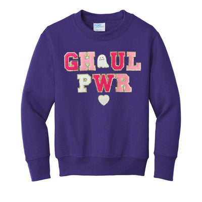 Kids 'Ghoul Pwr' Letter Patch Crewneck Sweatshirt - United Monograms