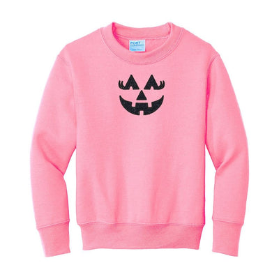 Kids Glitter Embroidery 'Girly Jack - O - Lantern' Crewneck Sweatshirt - United Monograms