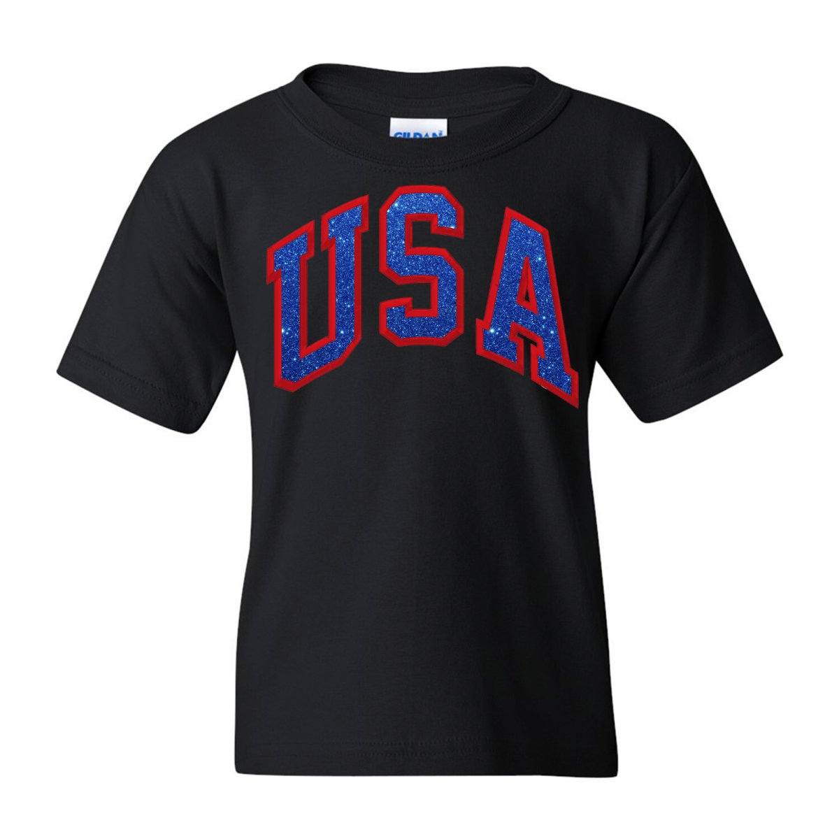 Kids Glitter Embroidery 'USA' T-Shirt - United Monograms
