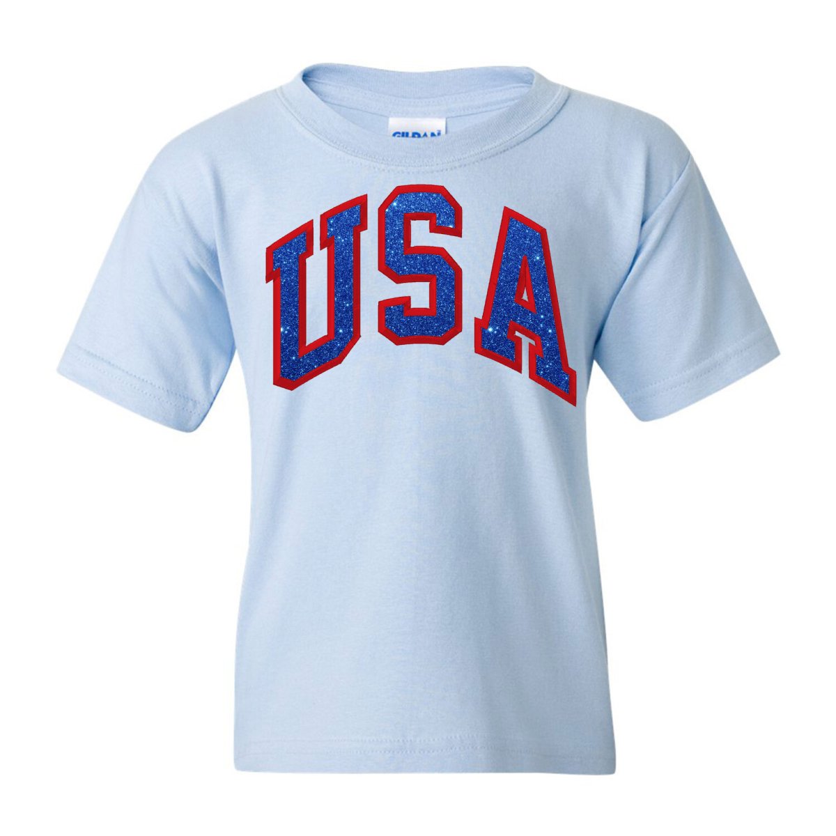 Kids Glitter Embroidery 'USA' T-Shirt - United Monograms