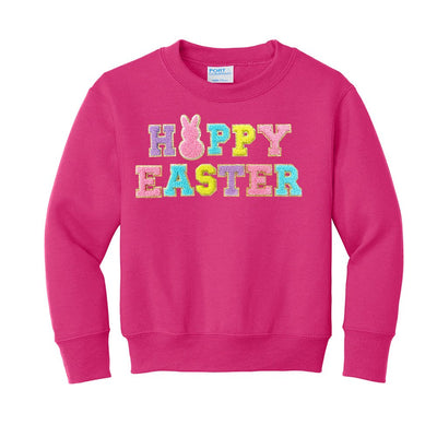 Kids Happy Easter Letter Patch Crewneck Sweatshirt - United Monograms