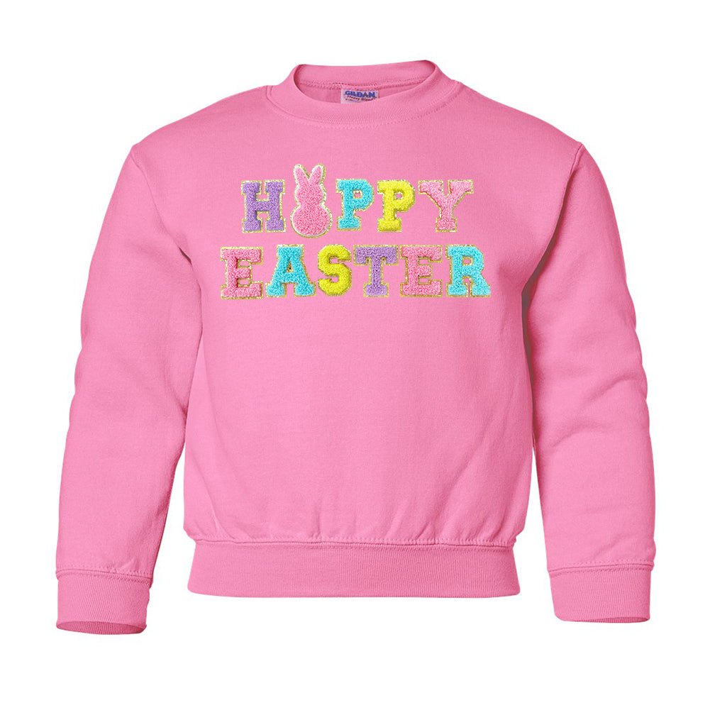 Kids Happy Easter Letter Patch Crewneck Sweatshirt - United Monograms