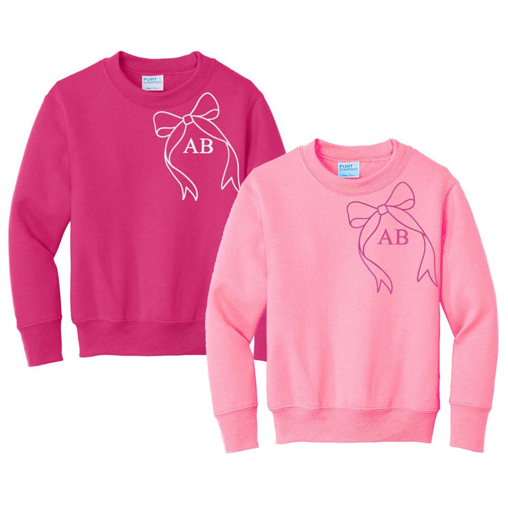 Kids Initialed 'Big Bow' Crewneck Sweatshirt - United Monograms