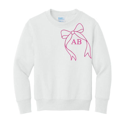 Kids Initialed 'Big Bow' Crewneck Sweatshirt - United Monograms