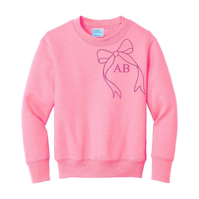 Kids Initialed 'Big Bow' Crewneck Sweatshirt - United Monograms