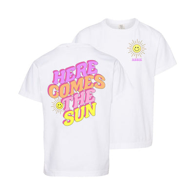 Kids Initialed 'Here Comes The Sun' Front & Back T-Shirt - United Monograms