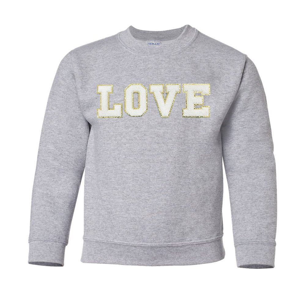Kids Love/Lover Letter Patch Crewneck Sweatshirt - United Monograms