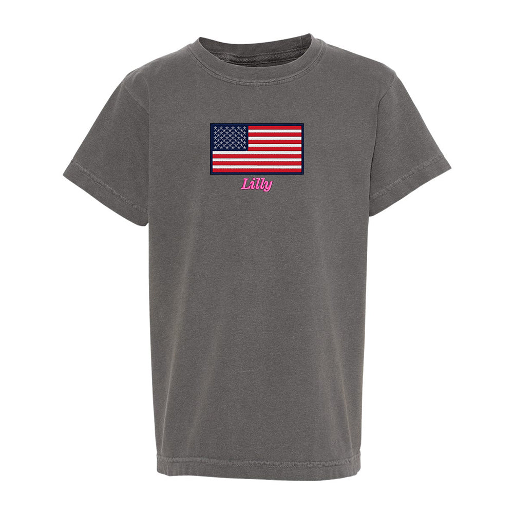 Kids Make It Yours™ 'American Flag' Comfort Colors T-Shirt - United Monograms