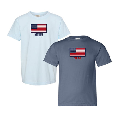 Kids Make It Yours™ 'American Flag' Comfort Colors T-Shirt - United Monograms