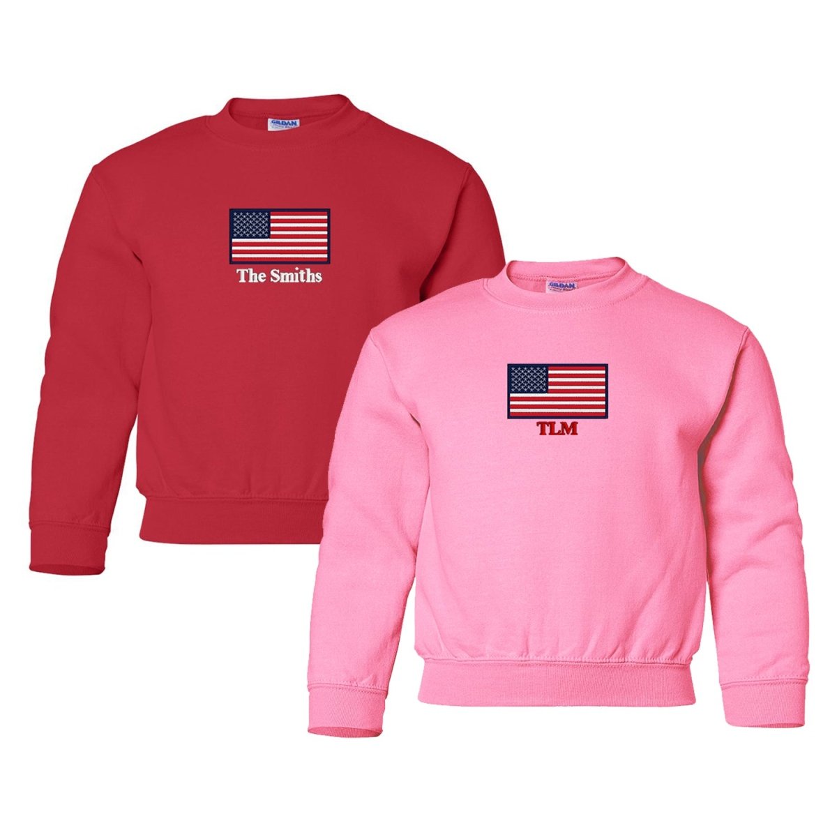 Kids Make It Yours™ 'American Flag' Crewneck Sweatshirt - United Monograms