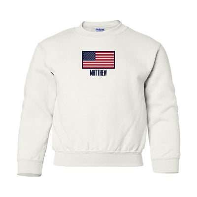 Kids Make It Yours™ 'American Flag' Crewneck Sweatshirt - United Monograms