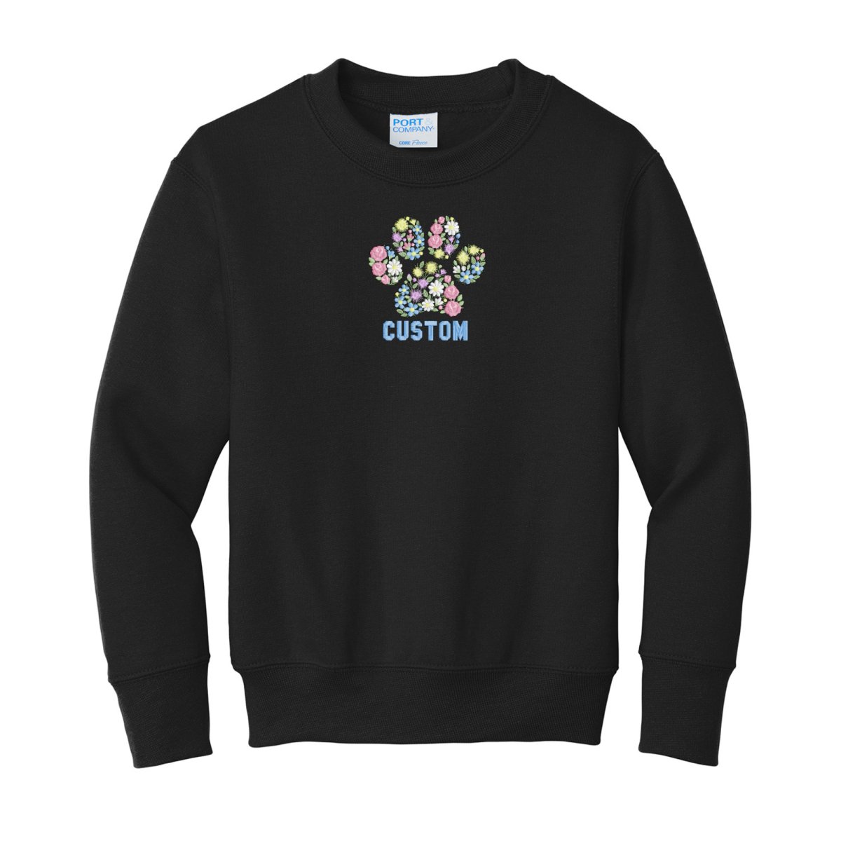 Kids Make It Yours™ 'Floral Paw Print' Crewneck Sweatshirt - United Monograms
