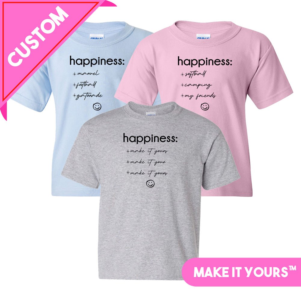 Kids Make It Yours™ 'Happiness Checklist' T-Shirt - United Monograms