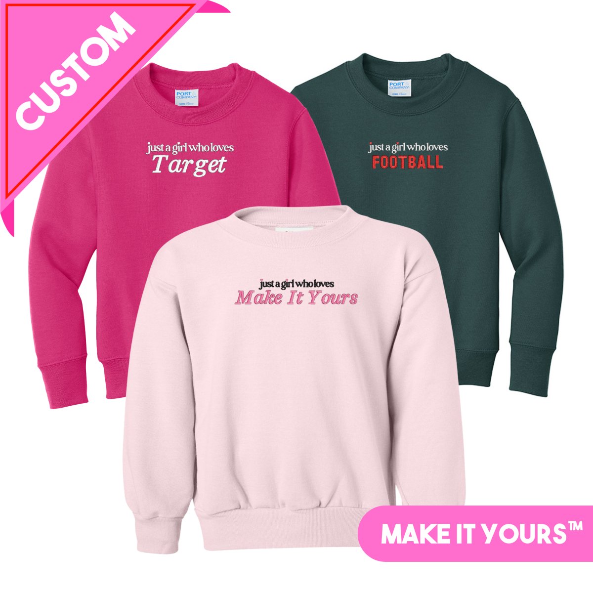 Kids Make It Yours™ 'Just A Girl Who Loves' Crewneck Sweatshirt - United Monograms