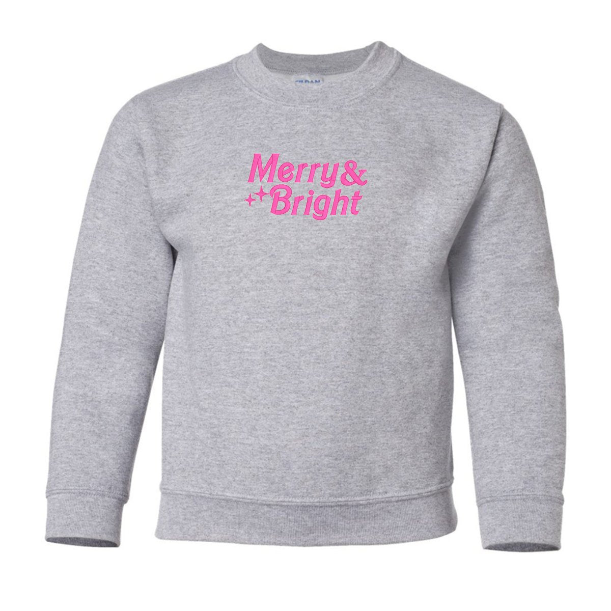 Kids 'Merry & Bright' Embroidered Crewneck Sweatshirt - United Monograms