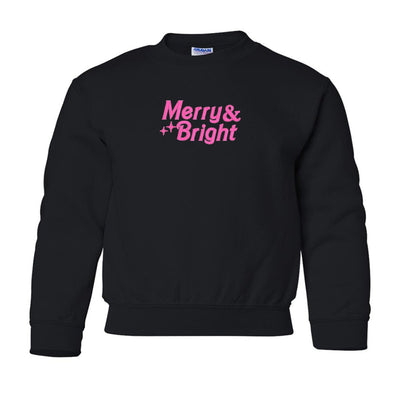 Kids 'Merry & Bright' Embroidered Crewneck Sweatshirt - United Monograms