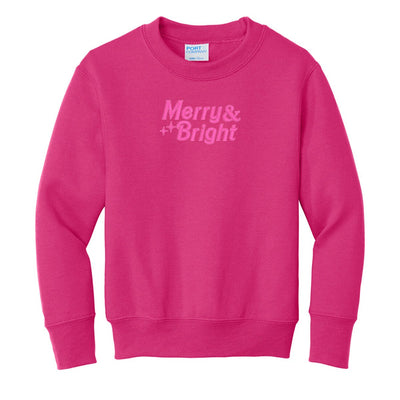 Kids 'Merry & Bright' Embroidered Crewneck Sweatshirt - United Monograms