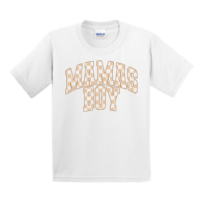 Kids 'Mini/Mama's Boy Tan Check' T-Shirt - United Monograms