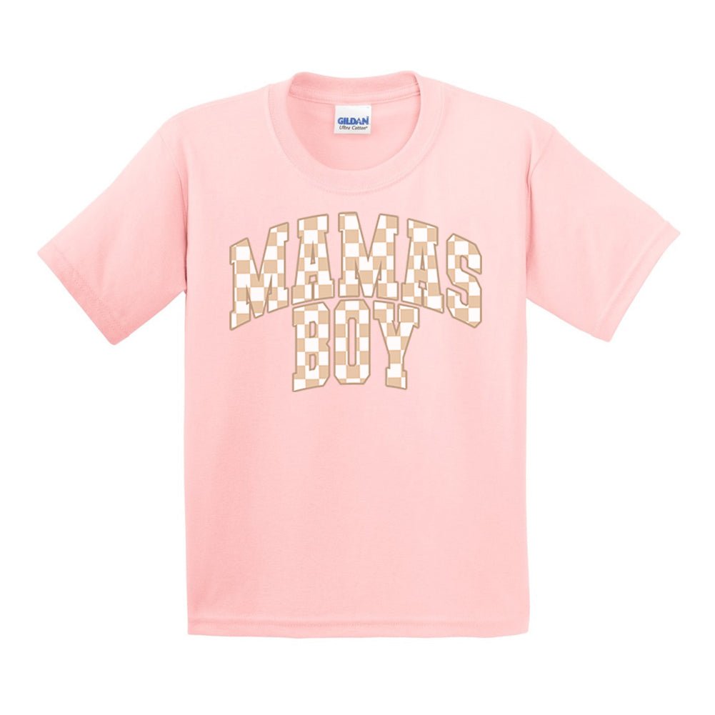 Kids 'Mini/Mama's Boy Tan Check' T-Shirt - United Monograms