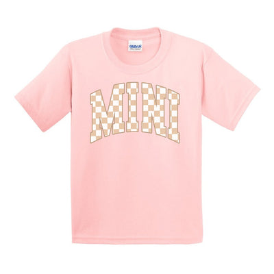 Kids 'Mini/Mama's Boy Tan Check' T-Shirt - United Monograms