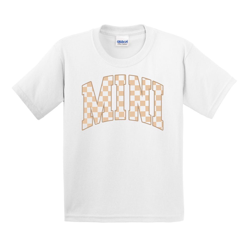 Kids 'Mini/Mama's Boy Tan Check' T-Shirt - United Monograms